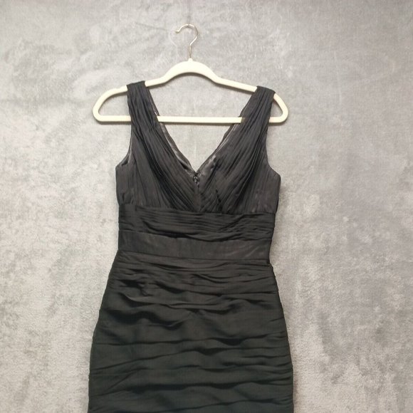 MONIQUE LHULLIER BRIDESMAIDS Women Pleated Dress Knee Length Black Size 2 - Picture 2 of 12